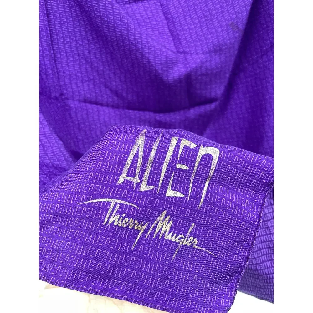 Thierry Mugler Scarf Womens Alien Wrap Square Silk Purple Printed Promo RARE